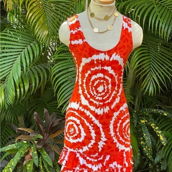 Orange tie dye dress SUMMER - Picture 4 of 5